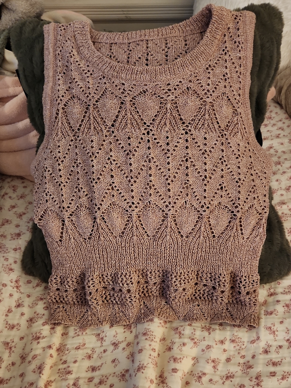 Dusty Rose Knit Sleeveless Tank Top